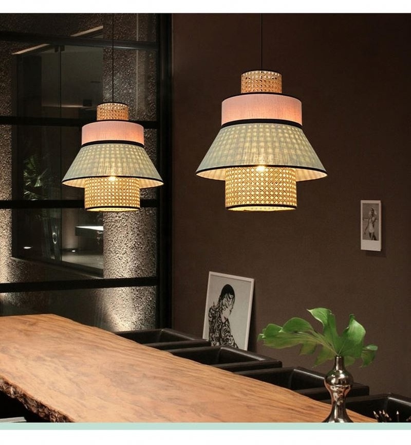 Hanging lights E27 New Pendant Lamps Hanging Lamp Nordic Bamboo Cafe Modern Wooden Chandeliers LED Bulbs 3000 2PCS