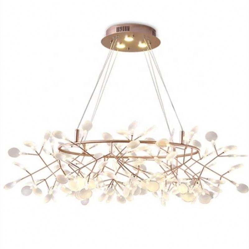 Nordic Creative Firefly Living Room Hanging Chandelier Modern Design Round Lighting Fixture Kitchen Dining Table Rose Gold/black