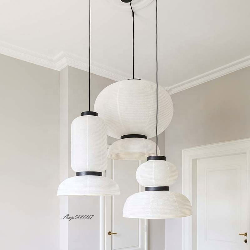 Pendant Lights Modern Lantern Hanglamp Dining Room Lights Iron White 90 Nordic Lights Danish Designer Rice Paper Living Room Art