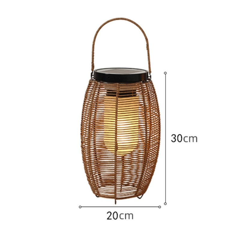 Solar Outdoor Light Garden Lawn Light Ip65 Rattan Woven Bamboo Waterproof LED Hand Made 80 Solar Light for Terrace Natural Brown