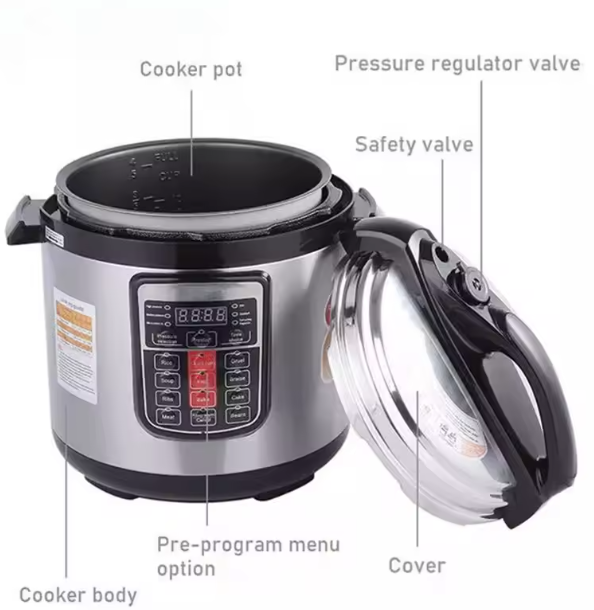 2024 Popular Supply OEM/ODM Multifunctional Instant Crock Cooking Pot Duo Set Non-Stick Cookware 6L Electric Pressure Cooker