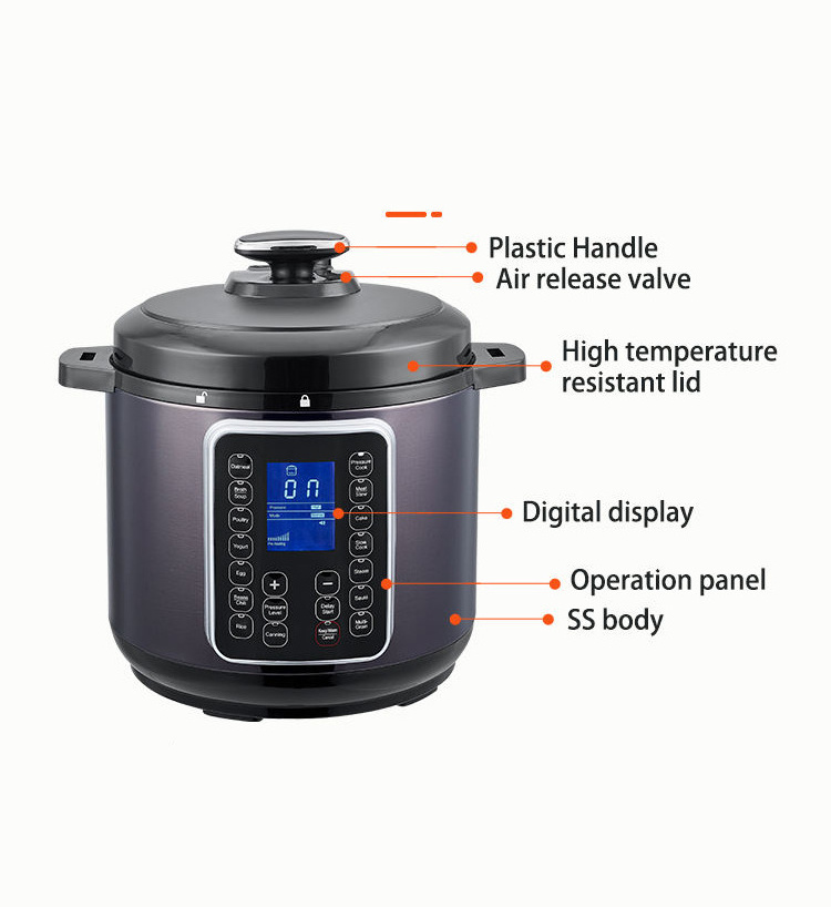 2024 Top sell  New Design Electric Pressure Cooker 6L Large Stainless Steel Capacity Rice Cooker