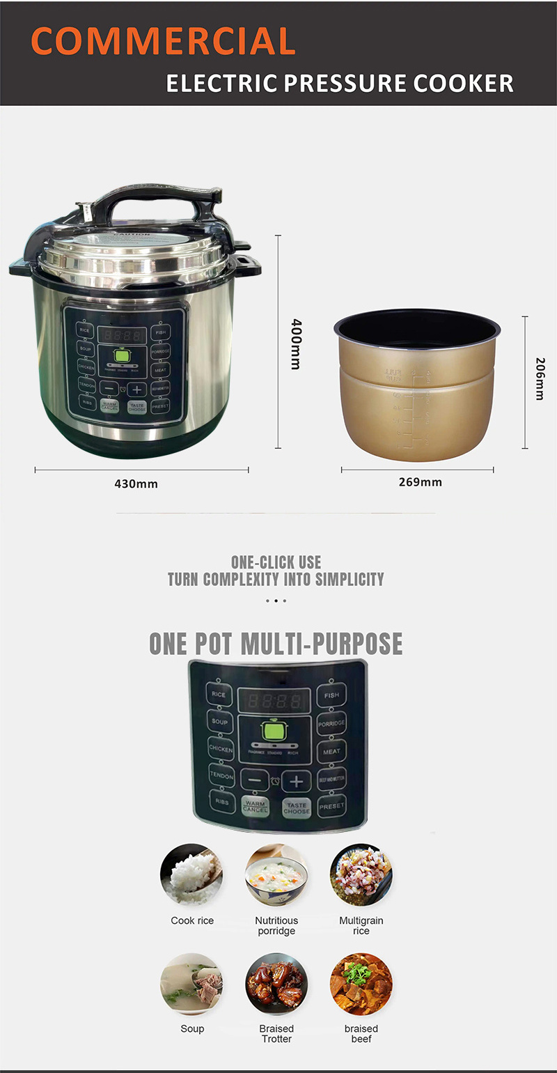 2024 Top sell  New Design Electric Pressure Cooker 6L Large Stainless Steel Capacity Rice Cooker