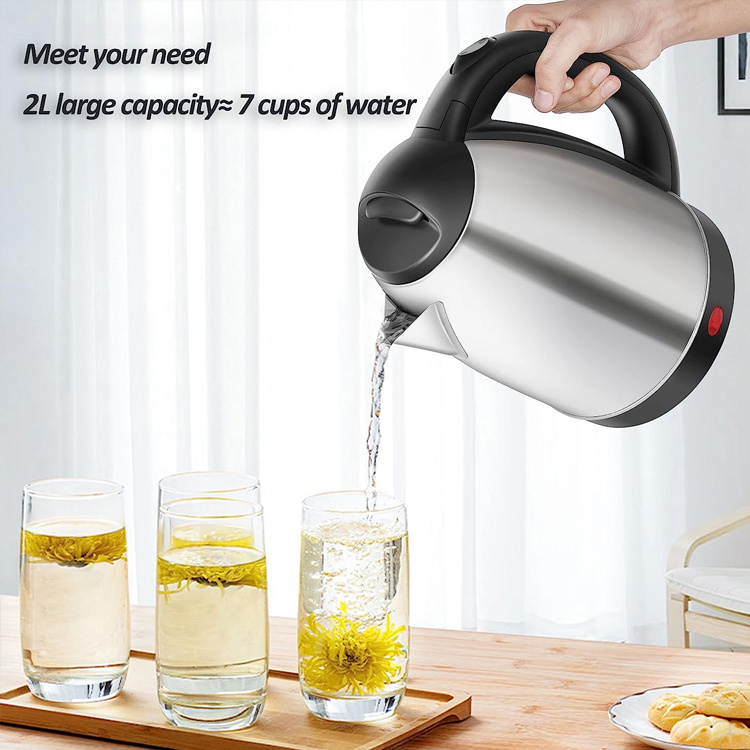 2024 new design best sellHome Appliance Water Electric Kettle 2l Heating Element 1500w Stainless Steel Electric Kettle