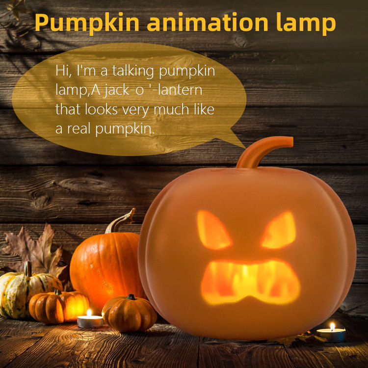 Halloween pumpkin lights Children's gifts 8 voice video lamp projector holiday decorations Talking Singing Halloween  lights