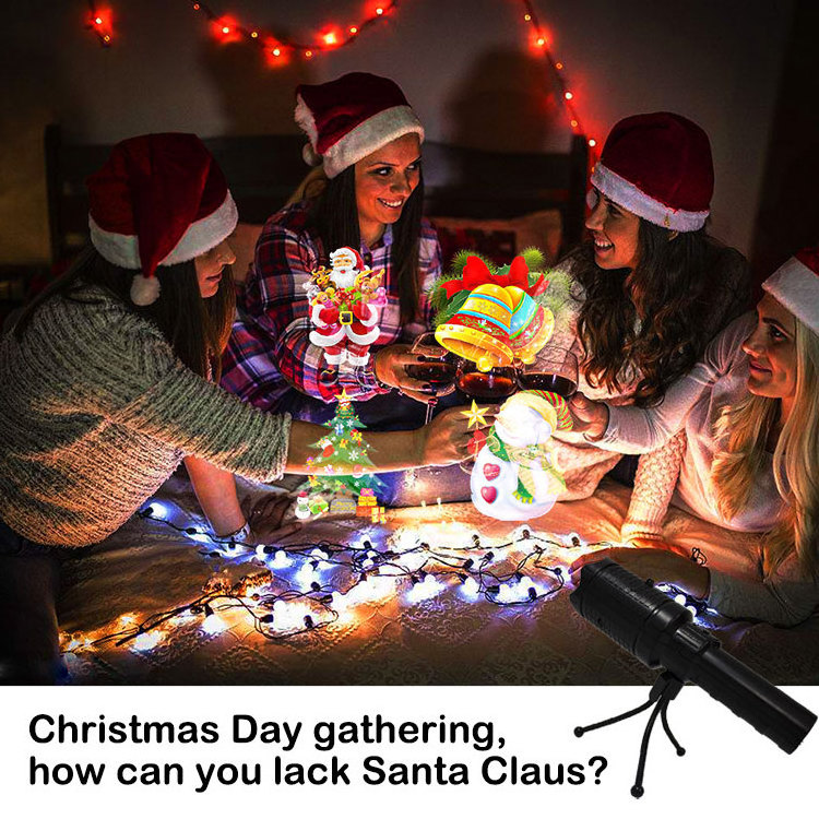 6W Festive Rechargeable Card Flashlight Christmas Decoration Projector Lamp LED Portable Outdoor Lighting Torch