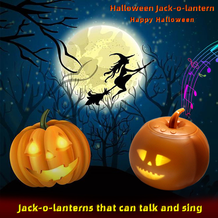 Halloween pumpkin lights Children's gifts 8 voice video lamp projector holiday decorations Talking Singing Halloween  lights