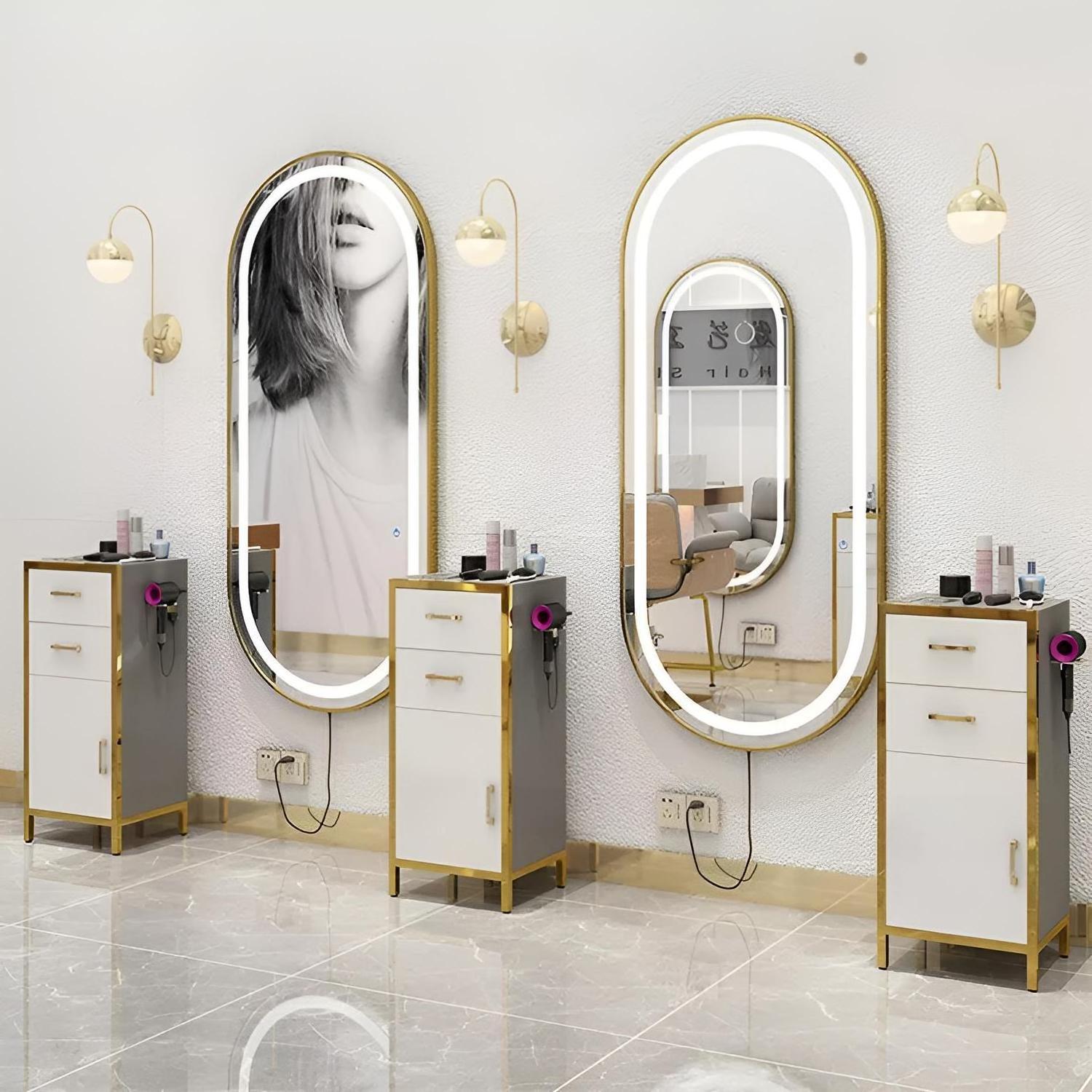 Hot Sale Hair Salon Double Sided Styling Station Salon Mirror Station For Hairdressing Hair Salon Mirror Station