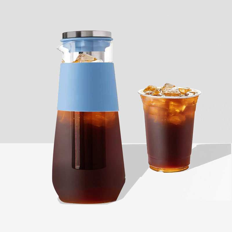 Stainless Steel Filter Brewing Glass Carafe Tea Infuser with Spout Airtight Cold Brew Iced Coffee Maker