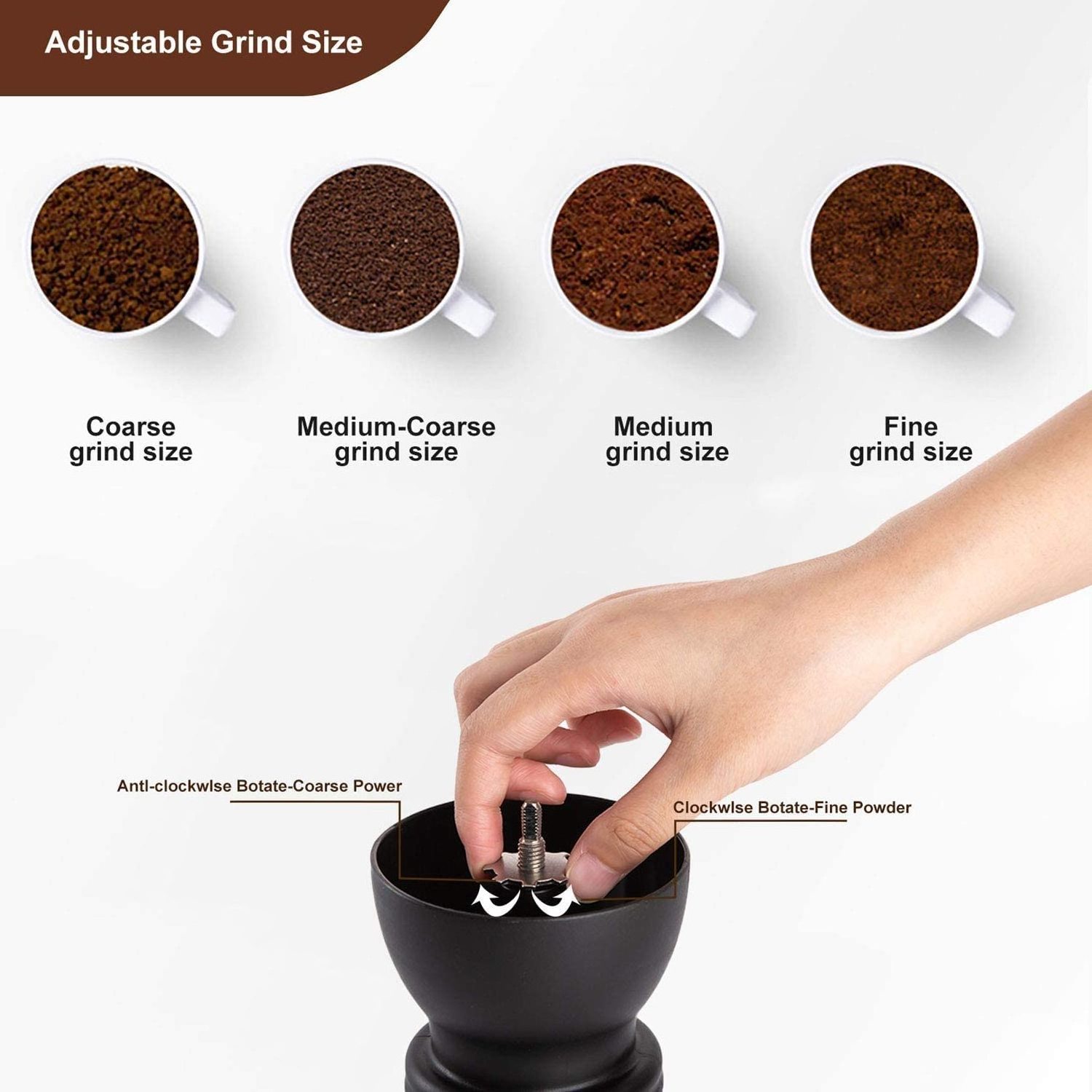 Portable Stainless Steel Burr Professional Hand Bean Manual Coffee Grinder