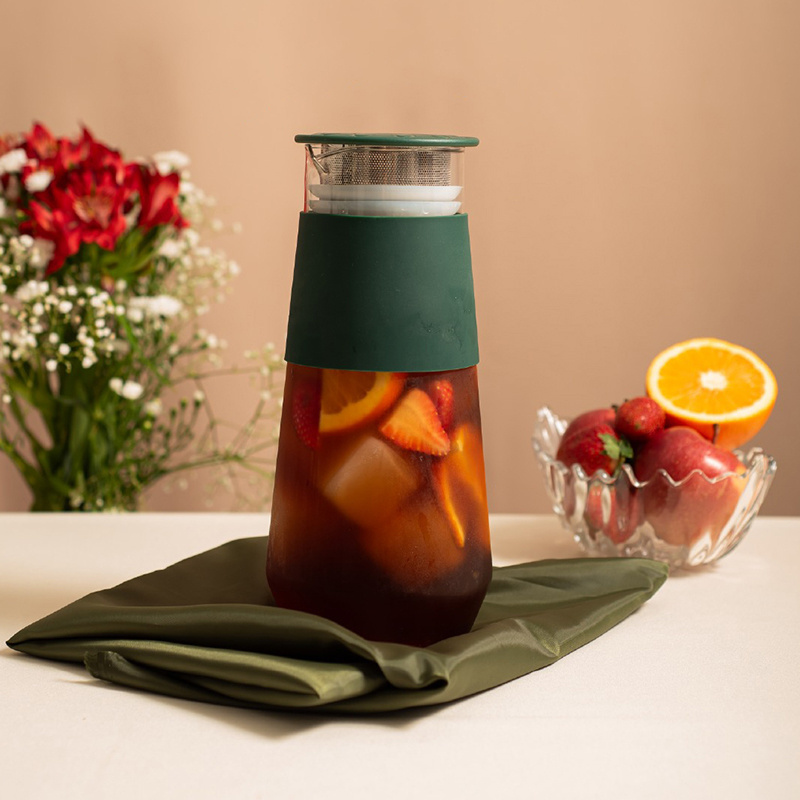 Easy To Clean Reusable Stainless Steel Mesh Filter Pitcher Jar Airtight Ice Tea Brewer Cold Brew Coffee Maker