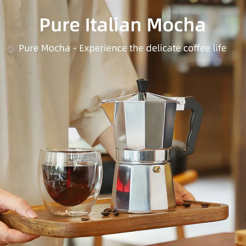 Espresso Wholesale Custom Italian Aluminum Coffee Maker Moka Pot For Classic Pot Moka Italian