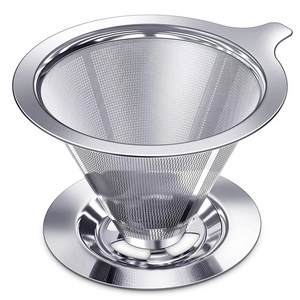 Portable Coffee Accessories Reusable Handle Stainless Steel Dripper Coffee Filters