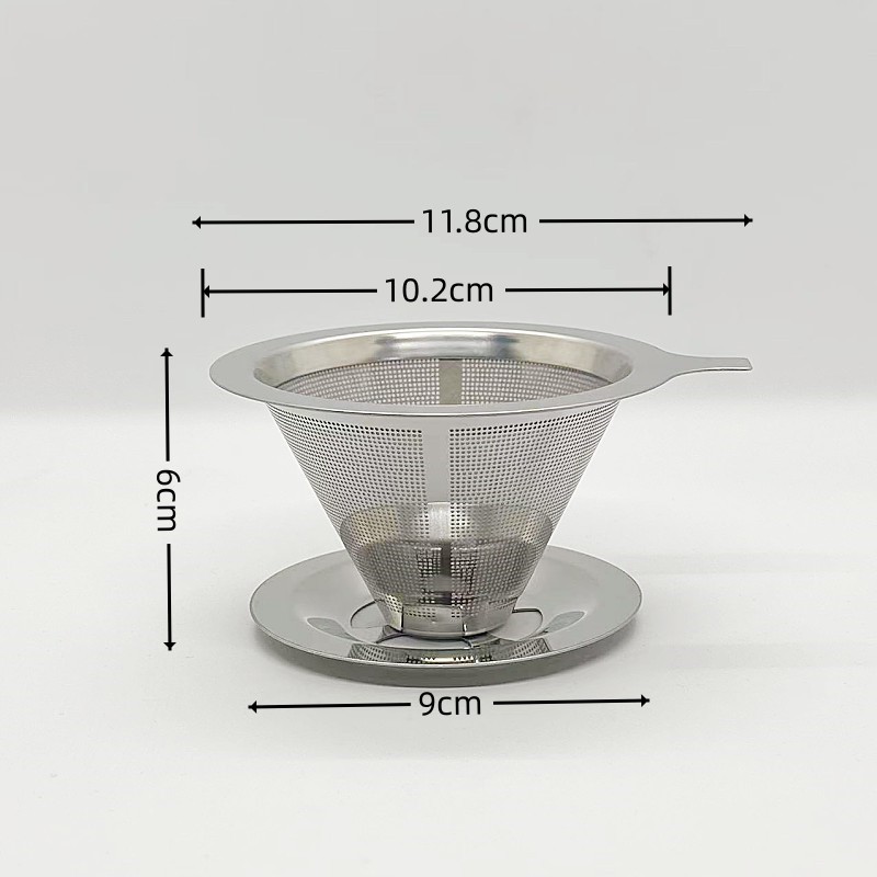 Paper-Free High Quality Pour Over Filter Coffee Maker 304 Stainless Steel Portable Coffee Filter With Stand