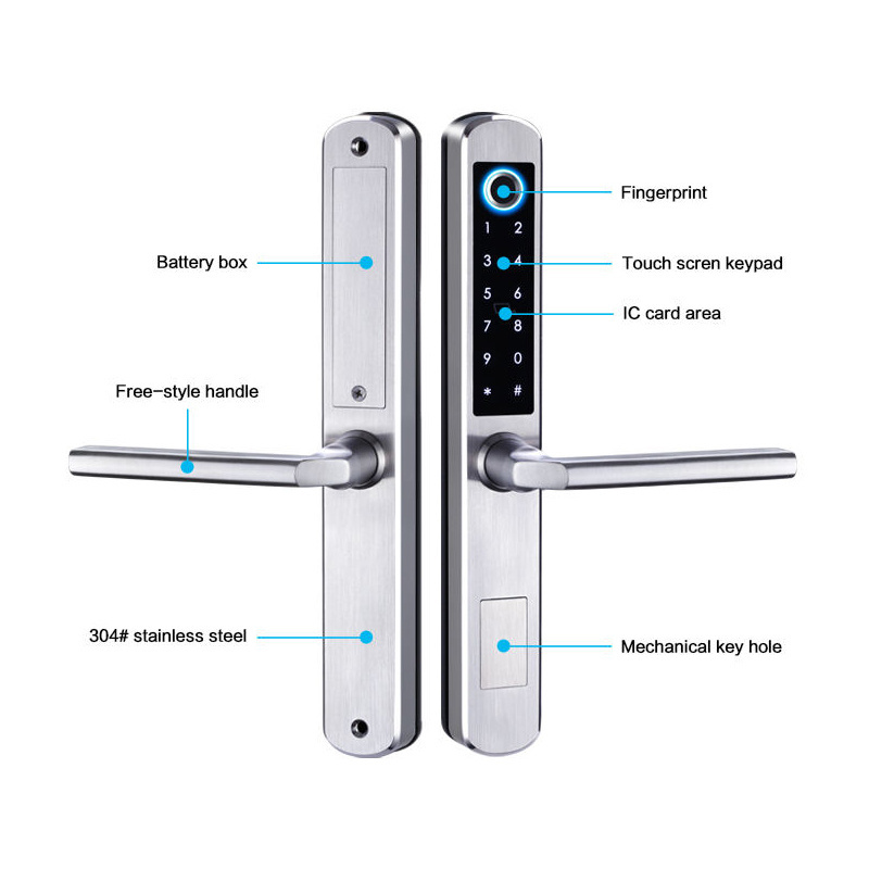 Taichen SUS304 Outdoor waterproof security lock with digital password card fingerprint TTLock APP smart electronic lock