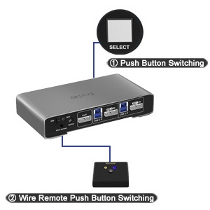 8K 2 Port DP HDMI KVM Switch USB3.0 DP1.4 KVM Switch 30Hz OEM Wired Remote OEM Switch Spender