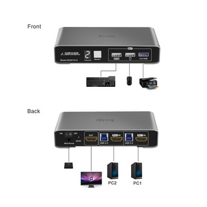 Customized 2Port DP HDMI KVM Switch EC321H-3 USB3.0 DP1.2 HDMI2.0 KVM Switch 4K 60Hz Wired Remote Switch