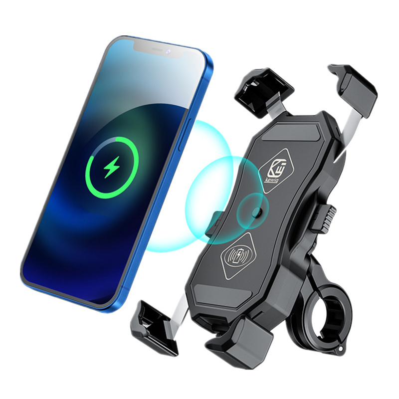 Factory price 15W wireless charging and QC3.0USB port, automatic lock and quick release motorcycle phone holder.