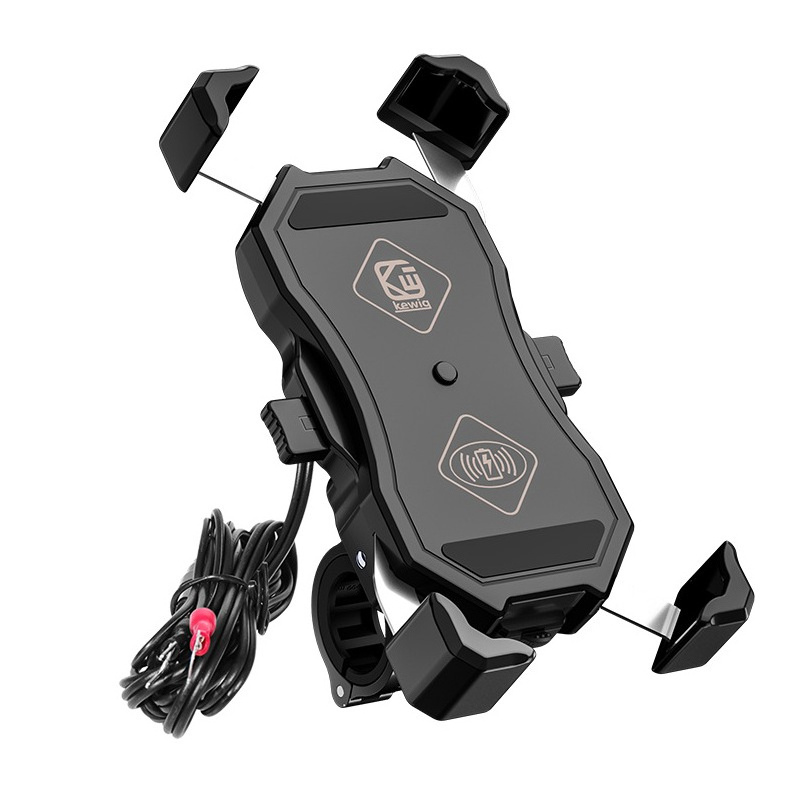 Factory price 15W wireless charging and QC3.0USB port, automatic lock and quick release motorcycle phone holder.