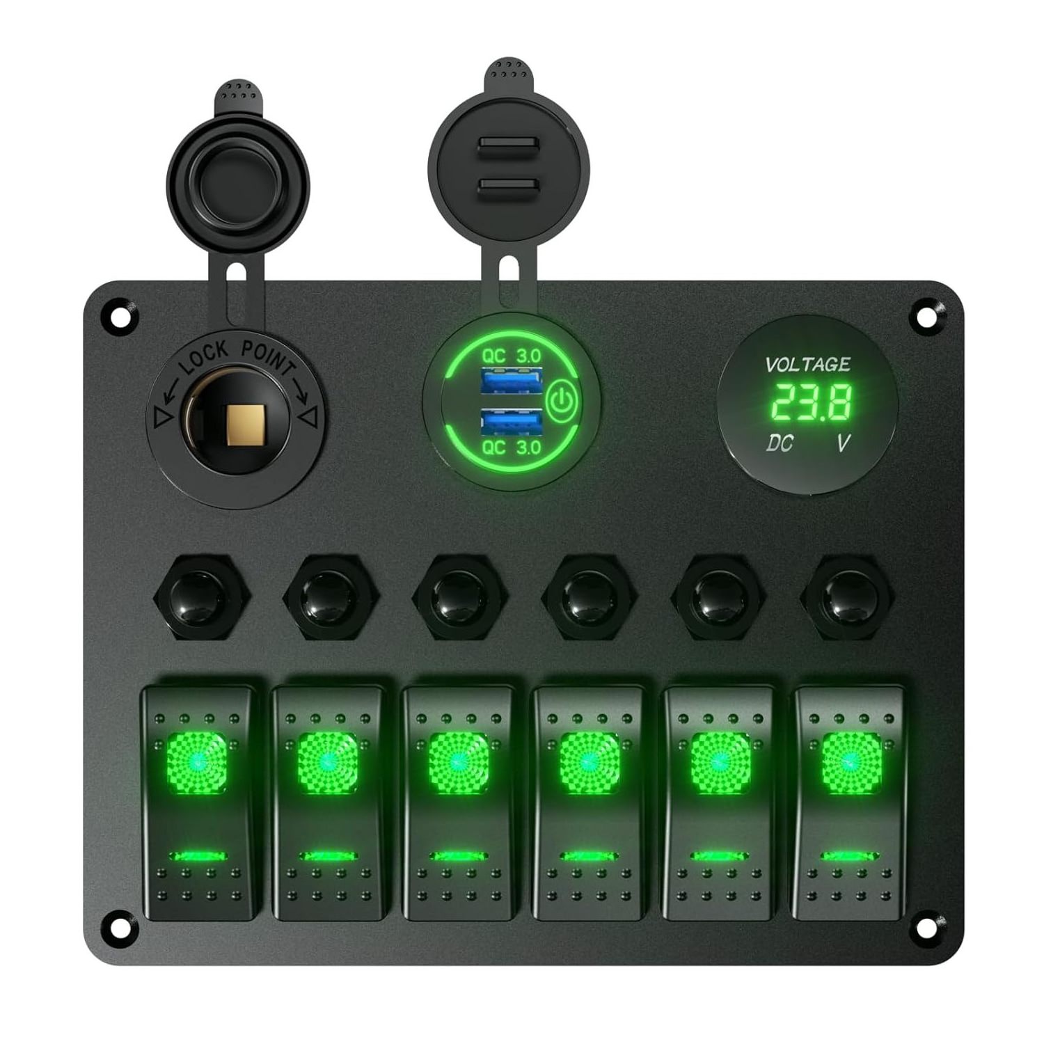 12 24V Circuit Control Combination LED Digital Voltmeter Dual USB Port Waterproof  Car Rocker Switch Panel For Boat Bus