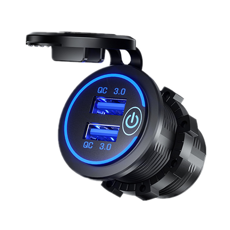 12V/24V Waterproof Dual QC3.0 Usb Car Charger Fast Charging Socket for Car Bus Boat Motorcycle