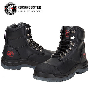 ROCKROOSTER Zip Up Work Boots Men Safety Shoes Steel Toe Safty Boot Shoes Industrial Safety Footwear Leather Mining Boots