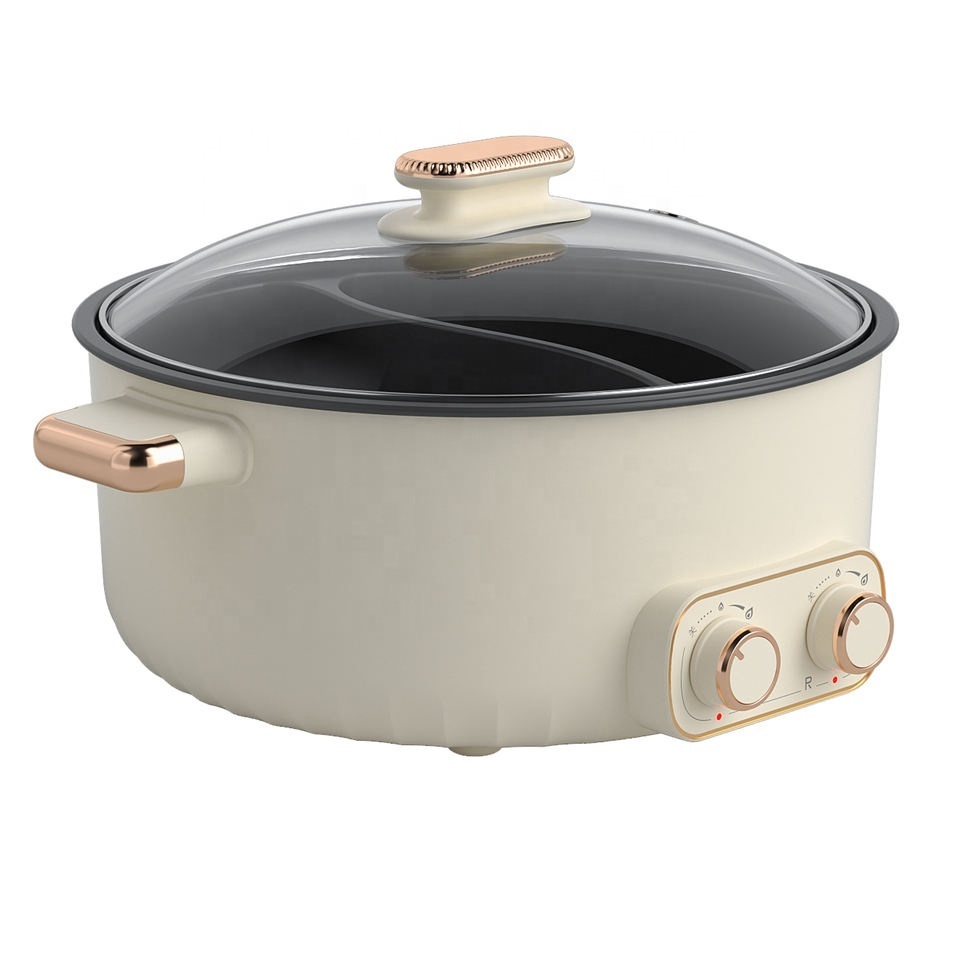 Multi electric hotpot cooker 6 liter large capacity cooking pot dual gears control hot pot caldron skillet cooker electric OEM