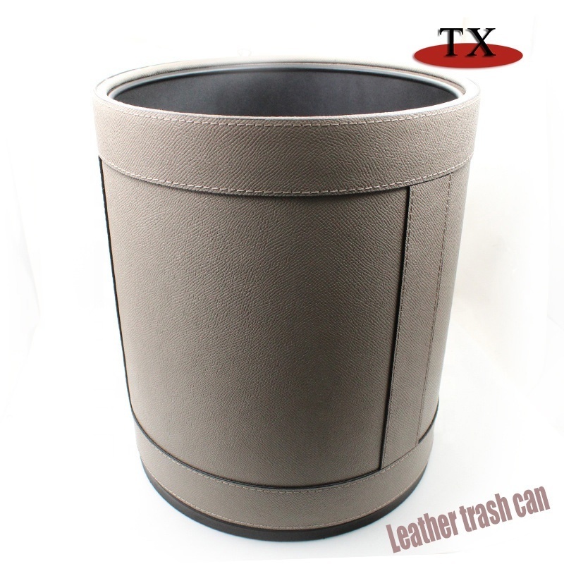 Top Quality Metal and Leather Waste Bin Dustbin Garbage Bins Segregated Garbage Can for Restaurant Bathroom Hotel Living Room