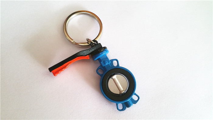 Custom 3d rotation Air butterfly valve shape keychain for souvenir and gift promotion