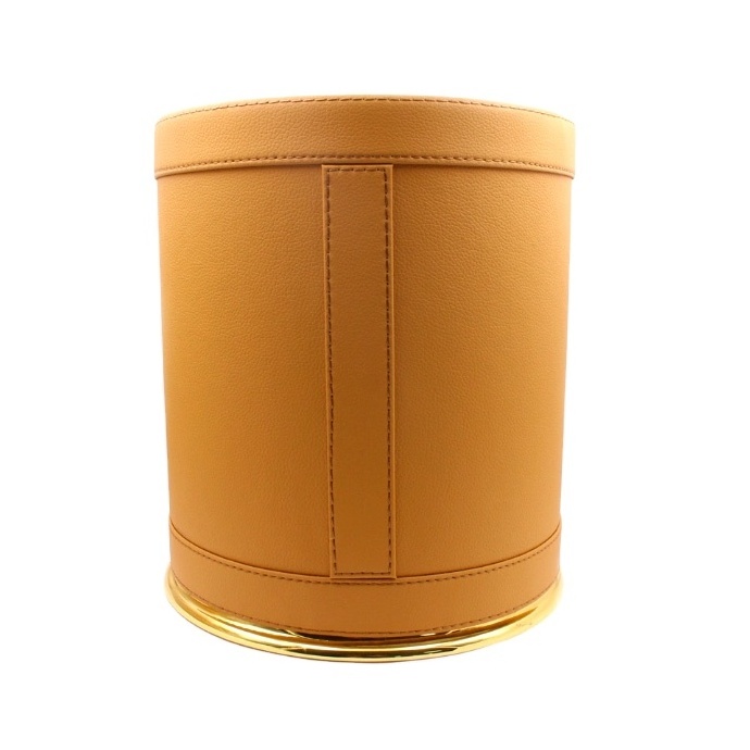 Top Quality Metal and Leather Waste Bin Dustbin Garbage Bins Segregated Garbage Can for Restaurant Bathroom Hotel Living Room