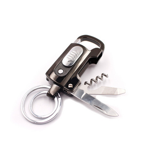 Multifunction Metal Corkscrew Wine Bottle Opener Folding Knife Charger Nail File Cigarette Electronic USB Lighter keychain