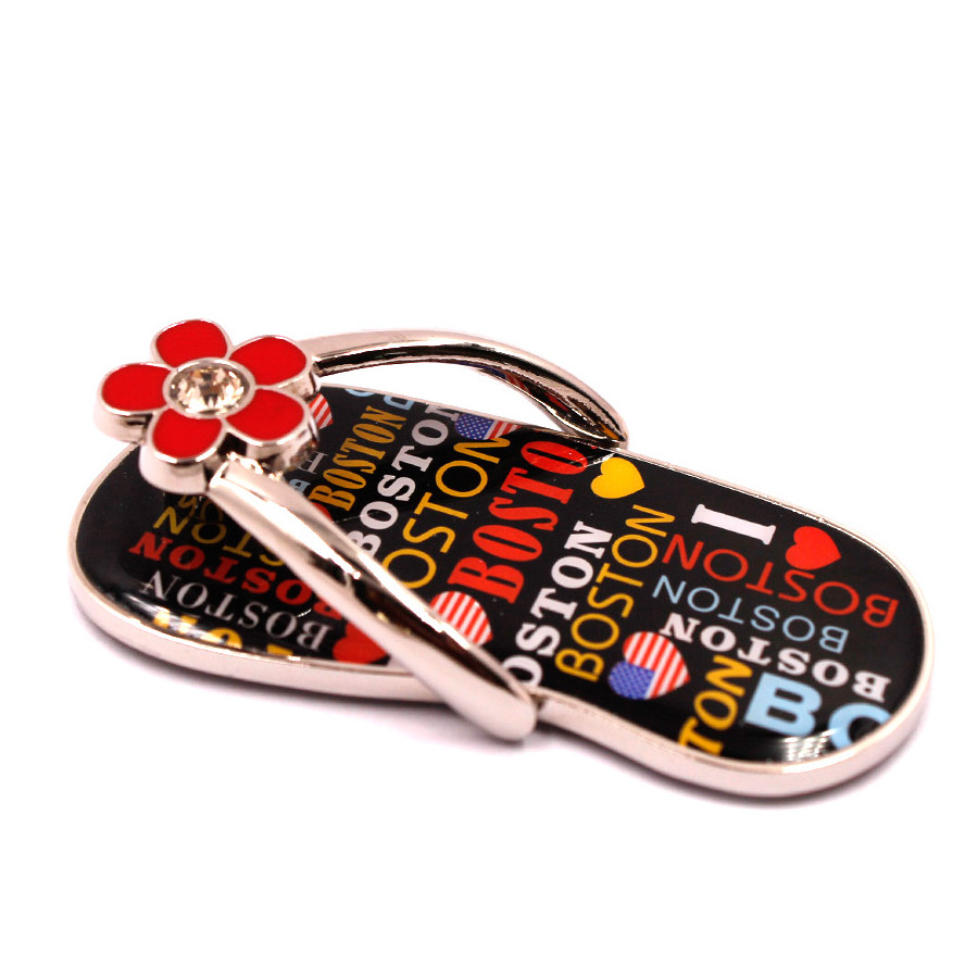 Souvenir Boston Flower crystal offset CMYK printing epoxy Metal slipper Sandal Flip Flops Fridge Magnet