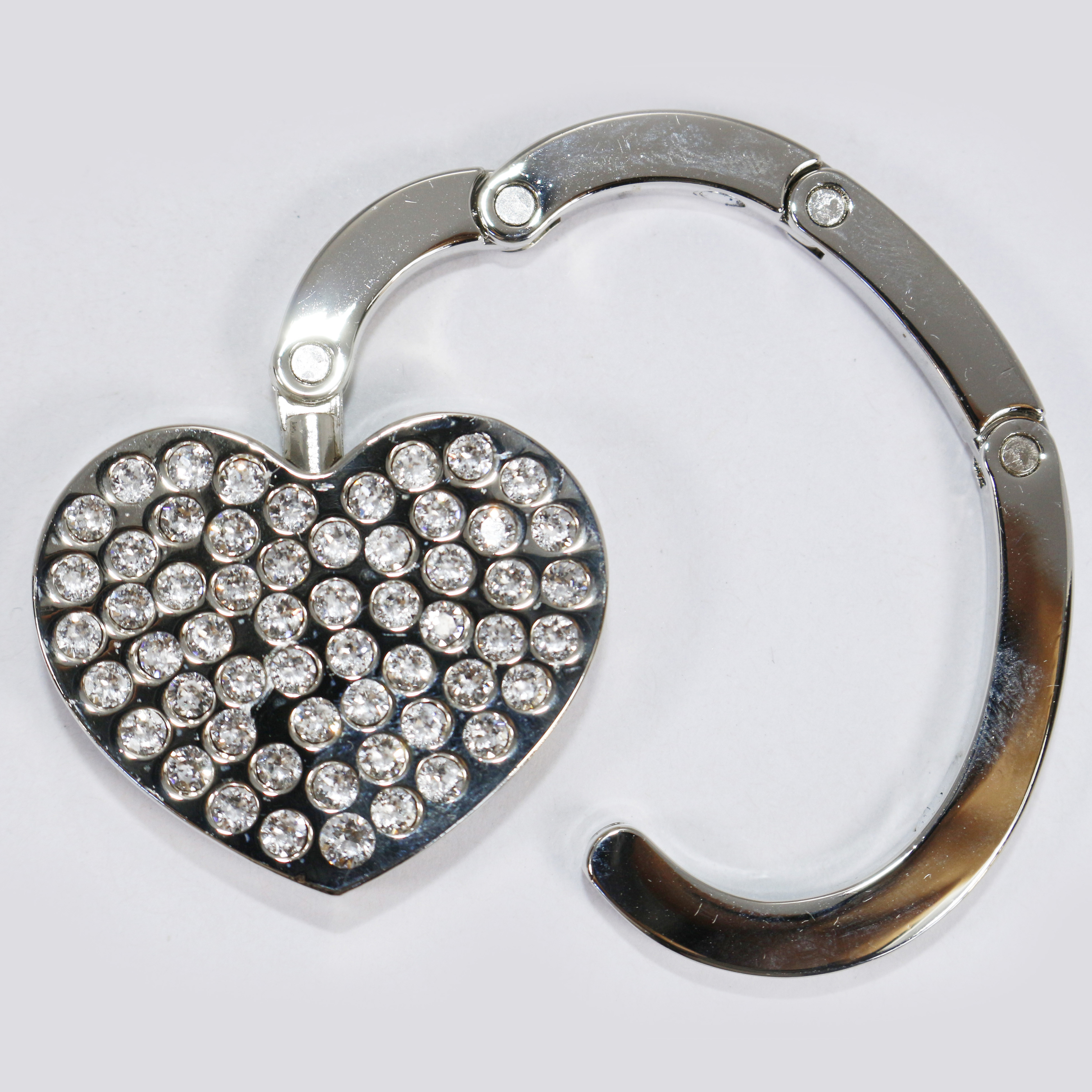 Heart Shape Metal Folding Handbag Holder Purse Hanger Table Hooks With Blingbling Gems For Ideal Gifts