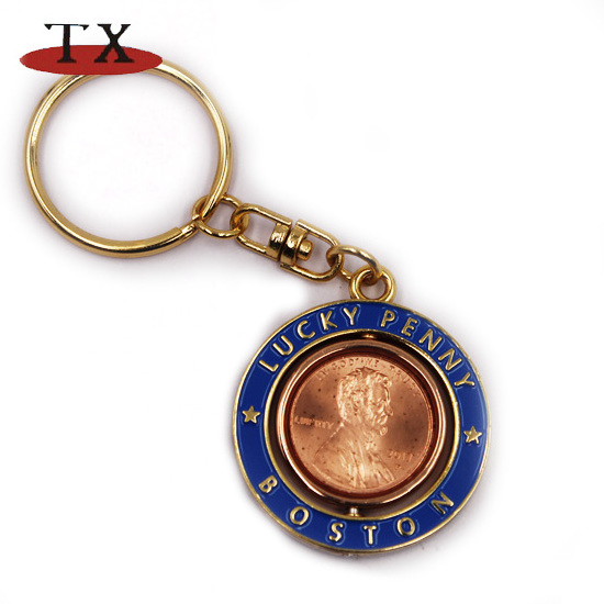 Golden Infill Color Epoxy Spinning Coin Keychain For USA Souvenir