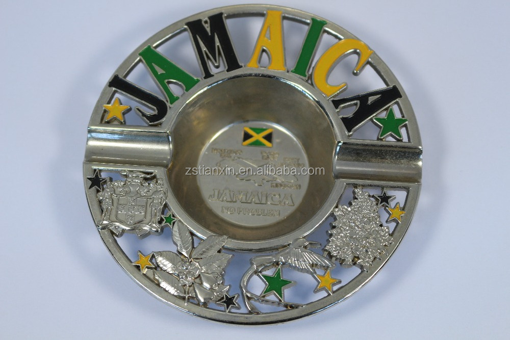 Jamaica ashtray tourist souvenir metal spinning ashtray antique metal souvenir ashtray