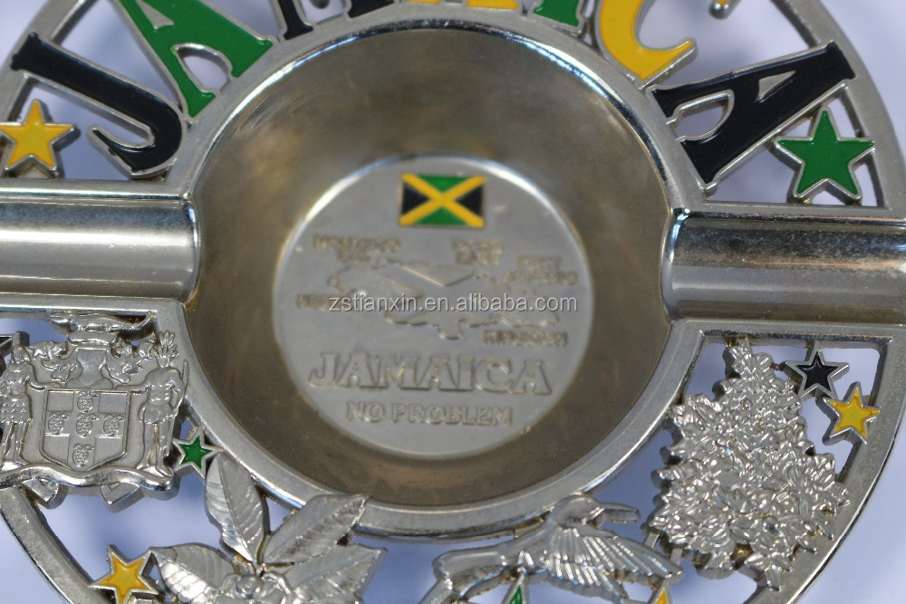 Jamaica ashtray tourist souvenir metal spinning ashtray antique metal souvenir ashtray