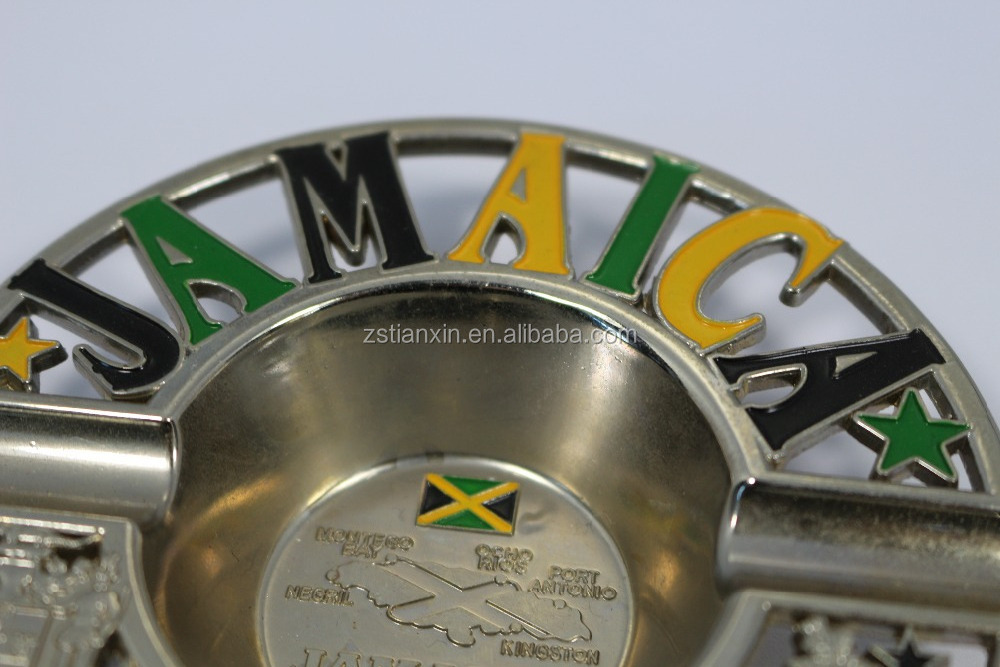 Jamaica ashtray tourist souvenir metal spinning ashtray antique metal souvenir ashtray