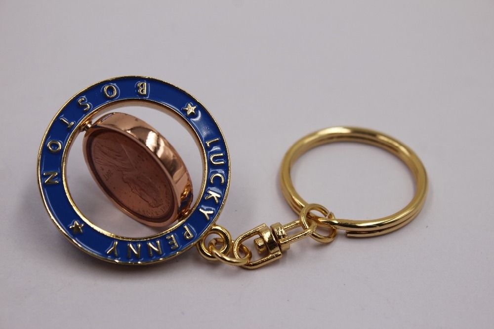 Golden Infill Color Epoxy Spinning Coin Keychain For USA Souvenir