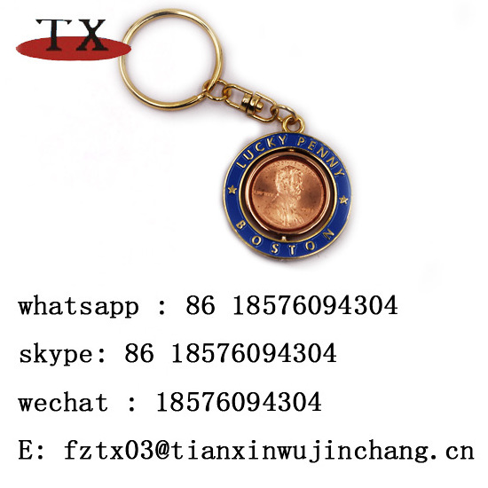 Golden Infill Color Epoxy Spinning Coin Keychain For USA Souvenir