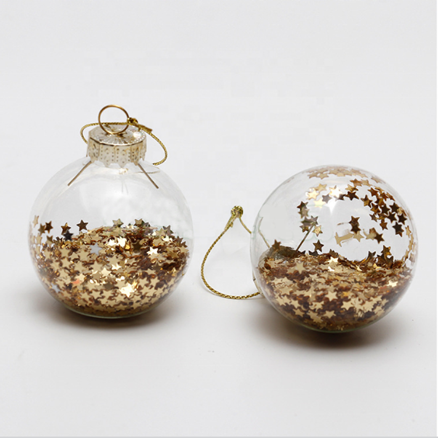 Crystal Glass Ball Gold Star House Christmas Tree Decoration hanging Ornament