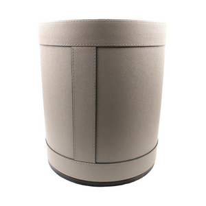 Top Quality Metal and Leather Waste Bin Dustbin Garbage Bins Segregated Garbage Can for Restaurant Bathroom Hotel Living Room