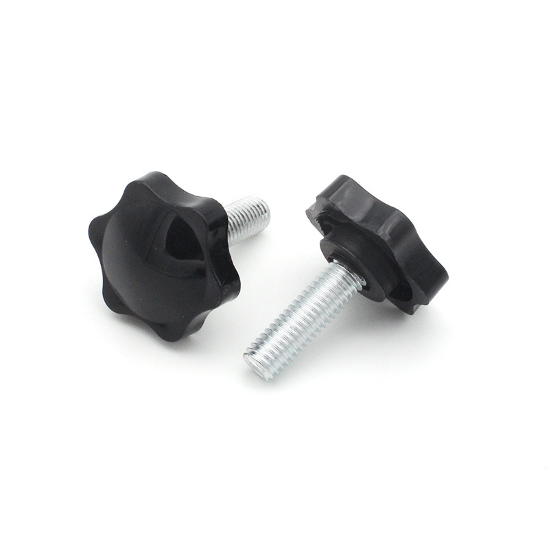 High Precision Black Thumbscrew Clamping Knob Bolt Plastic Head Star Knobs with Threaded Stud