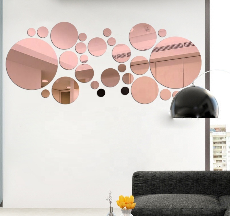 Geometric Circle Mirror Wall Sticker Home Background Decoration Home Decoration 3D Accessories Stereo Removable Round Mirror