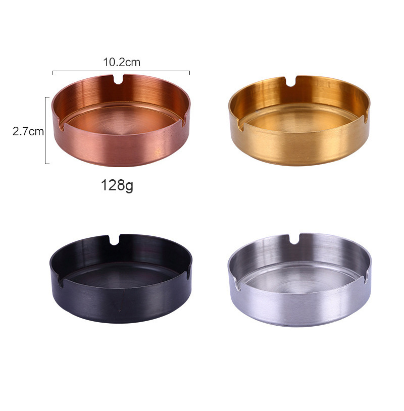 Customized Logo Round Stainless Steel Tabletop Cigarette Cigar Ashtray 10cm Diameter Stainless Steel Ash tray