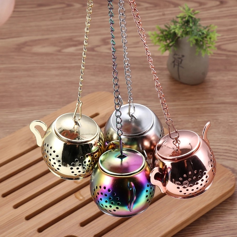 Teapot/Star/Heart Shape Tea Strainer Stainless Steel Tea Infuser with Chain Herbal Spice Filter Diffuser