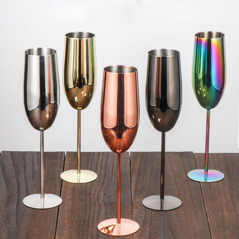 280ml Stainless Steel Wine Mug Unbreakable Shatterproof Coated Stemmed Wine Glasses Goblets for Bar Party Holiday Dining