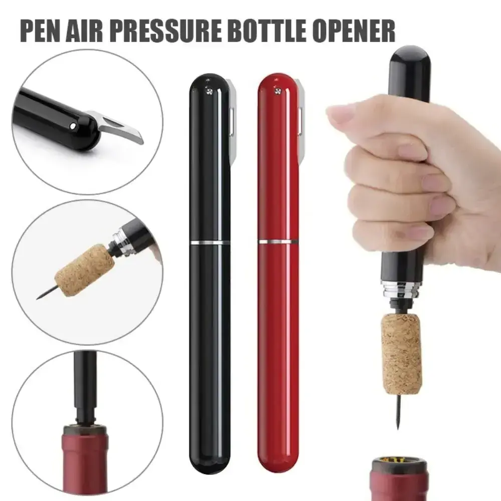 Air Pump Wine Bottle Opener Bar Tool Portable Safe Explosion Proof Stainless Steel Pin Wine Corkscrew Openers with Foil Cutter