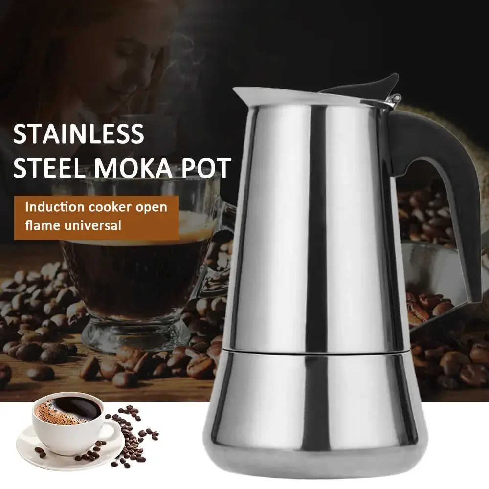 Mocha Espresso Latte Stovetop Filter Moka Coffee Maker Stainless Steel 2/4/6/9 Cups Coffee Pot for Kitchen Coffee Maker Pot