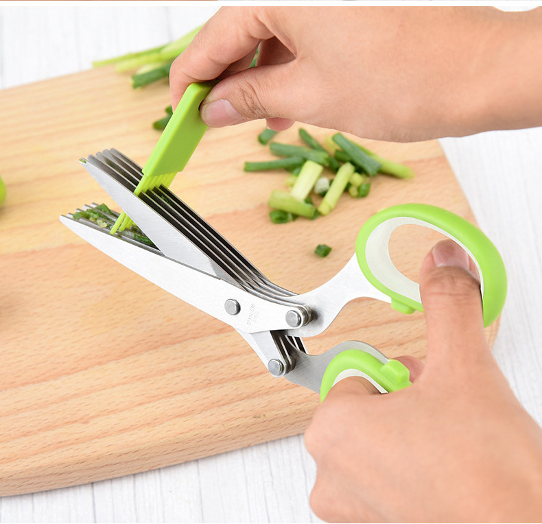 Spot stainless steel multilayer scissors five-layer vanilla auxiliary food scissors office shredding scissors