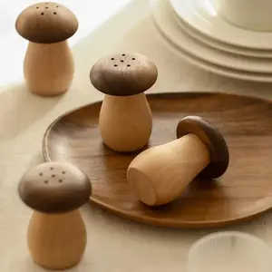 Toothpick Holder Dispenser Creative Walnut Wood Cute Mushroom Head Toothpick Dispenser Container For Home Kitchen Restaurant